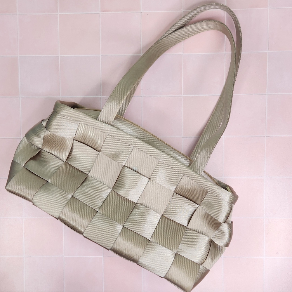 Harveys Woven Satin Shoulder Bag in Light Champagne